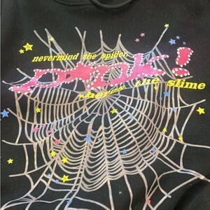 Spider hoodie size is large worn once new color is black